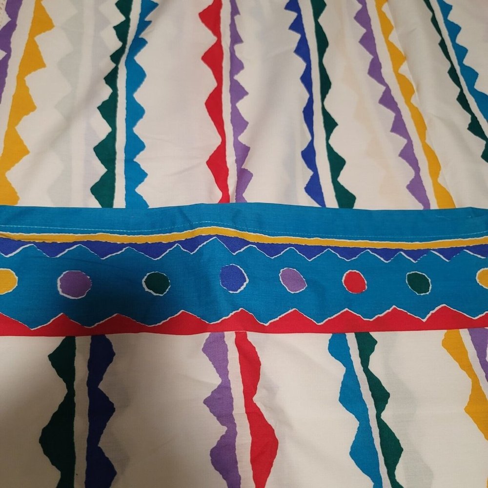 Home Design Full Flat Sheet 80s Print Geometric Percale Cotton Poly Irregular